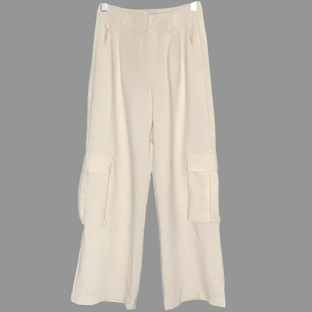 Dissh Willa High Waisted Cargo Pants 2 Cream Ivory Wide Leg Clean Girl Norm